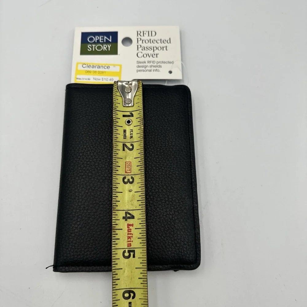 Open Story Passport Cover RFID Protection Black Faux Leather Air Travel Security